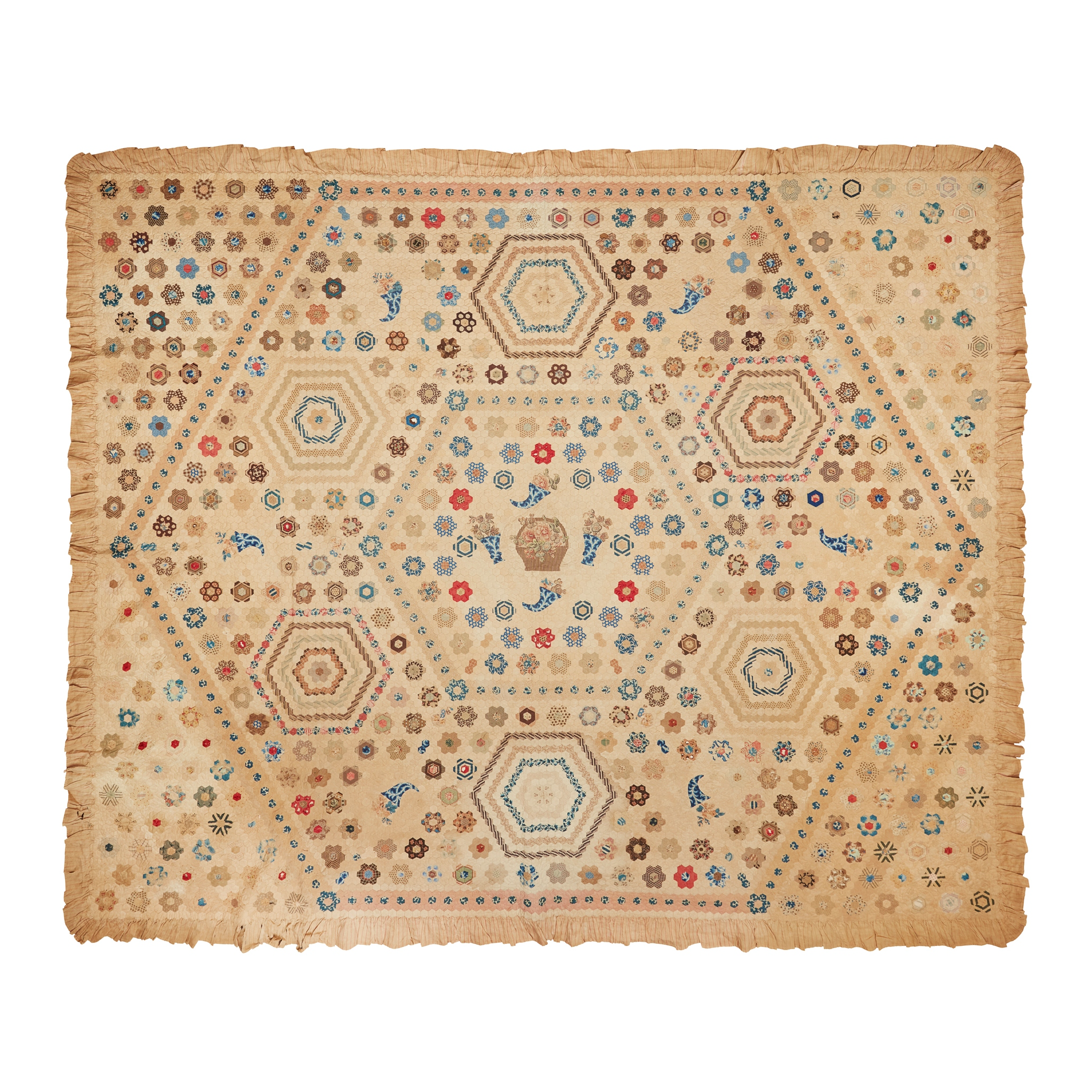 VICTORIAN COTTON PATCHWORK COVERLET