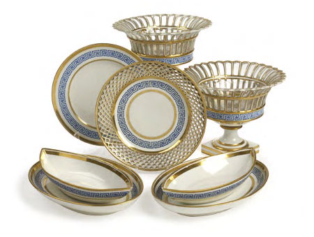 An early 20th century Vienna porcelain dinner and tea service, NUMBERS AMENDED