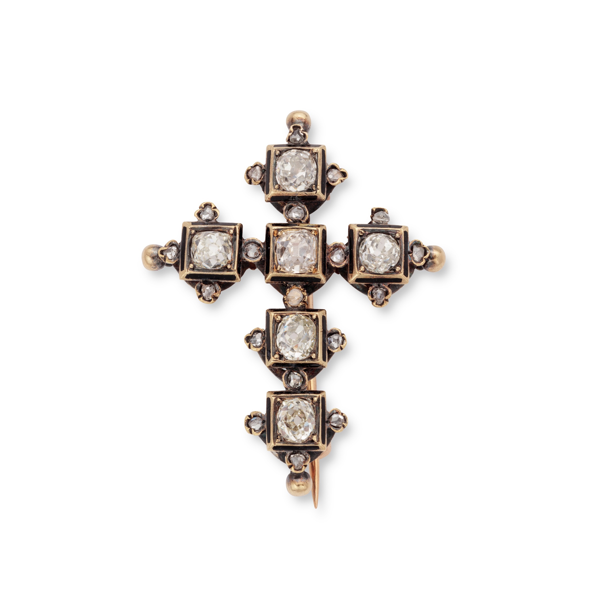 An antique diamond cross brooch / pendant, circa 1880