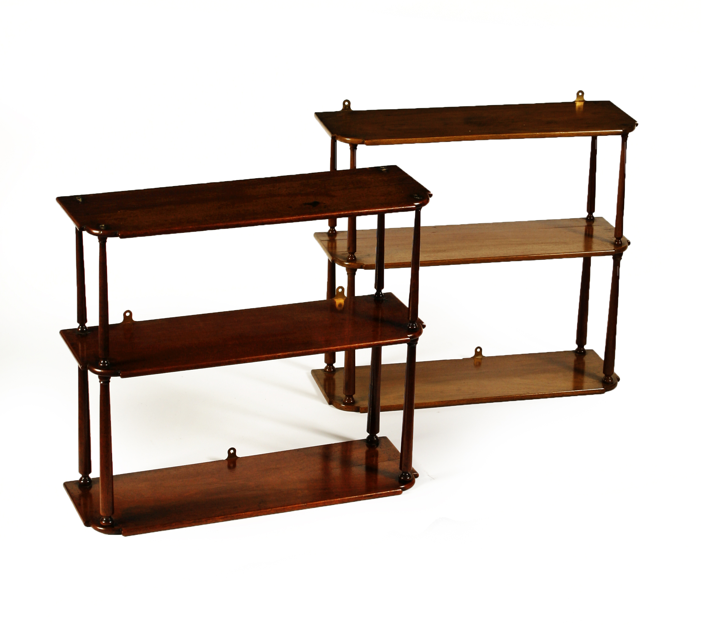 MATCHED PAIR OF VICTORIAN MAHOGANY HANGING BOOKSHELVES