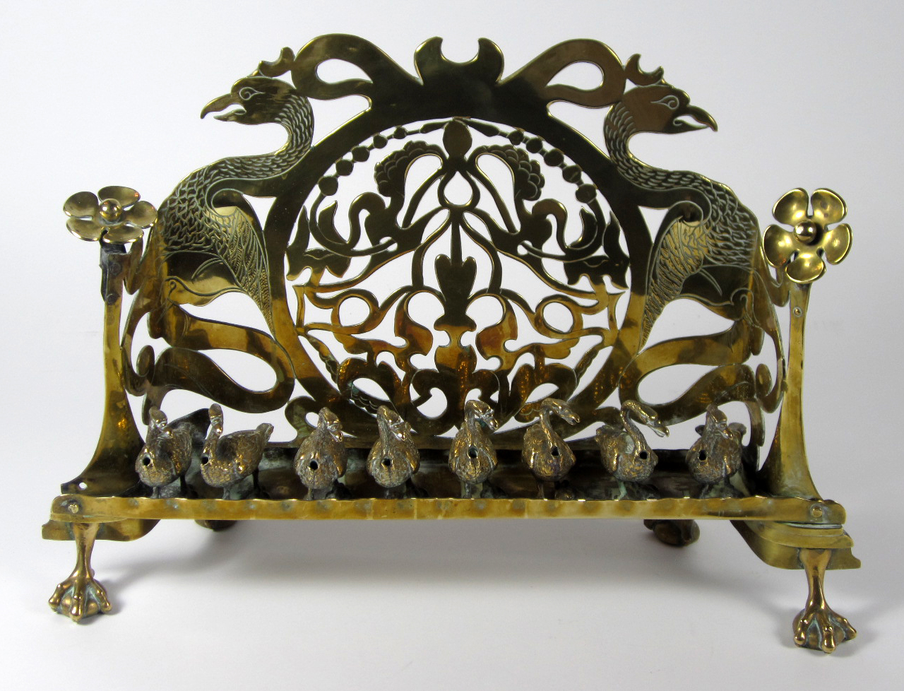 AUSTRIAN PIERCED BRASS INCENSE HOLDER AND STAND