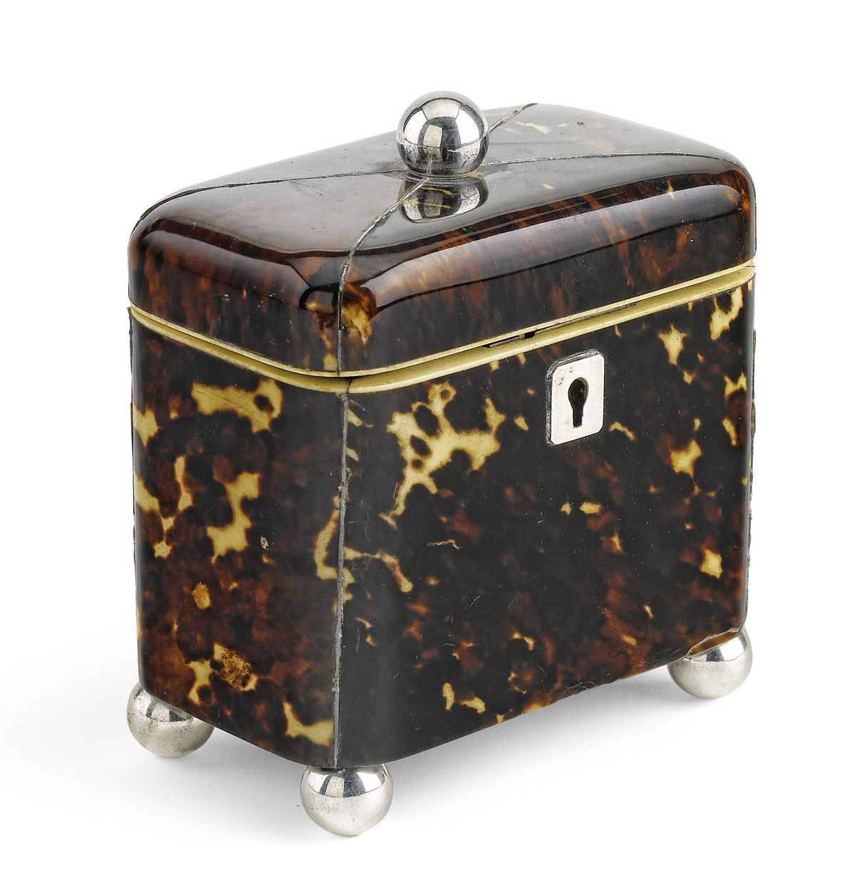A small Regency tortoiseshell tea caddy, circa 1820