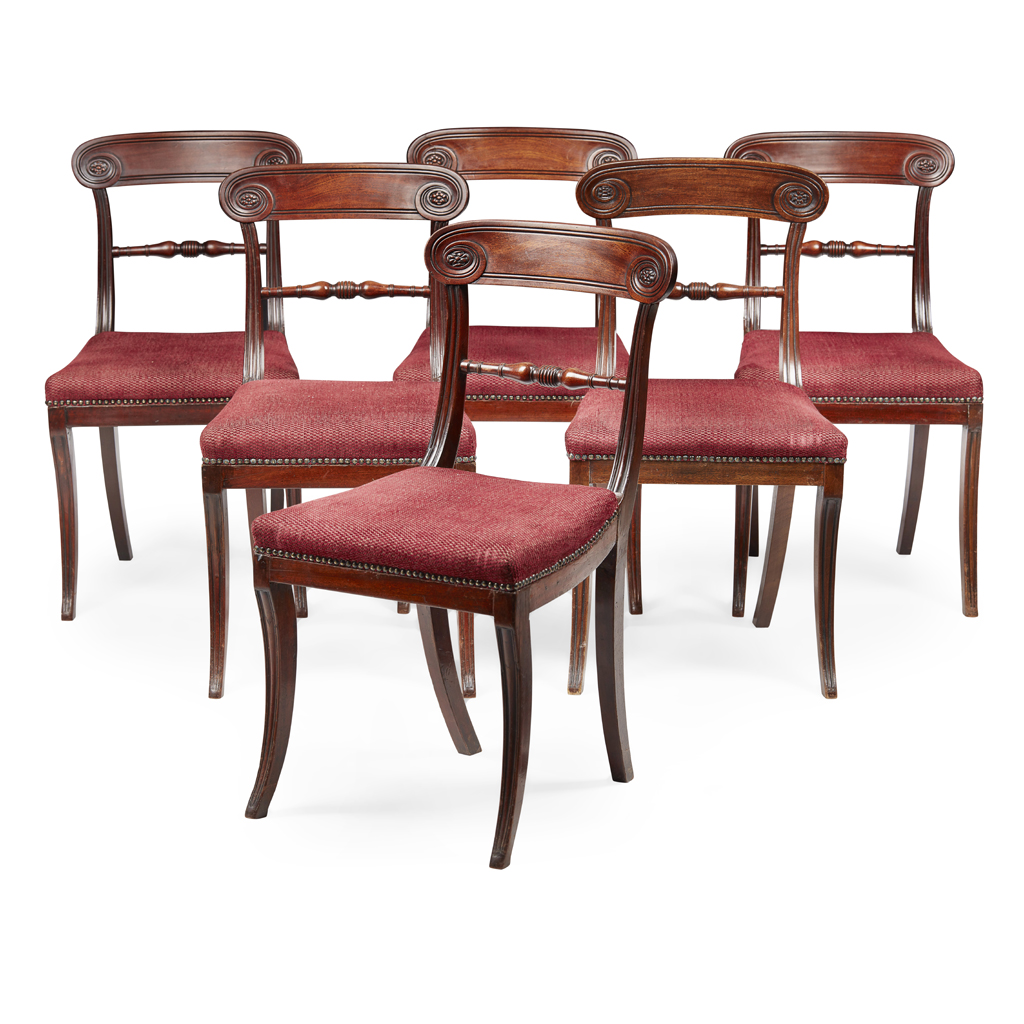 SET OF SIX REGENCY MAHOGANY DINING CHAIRS