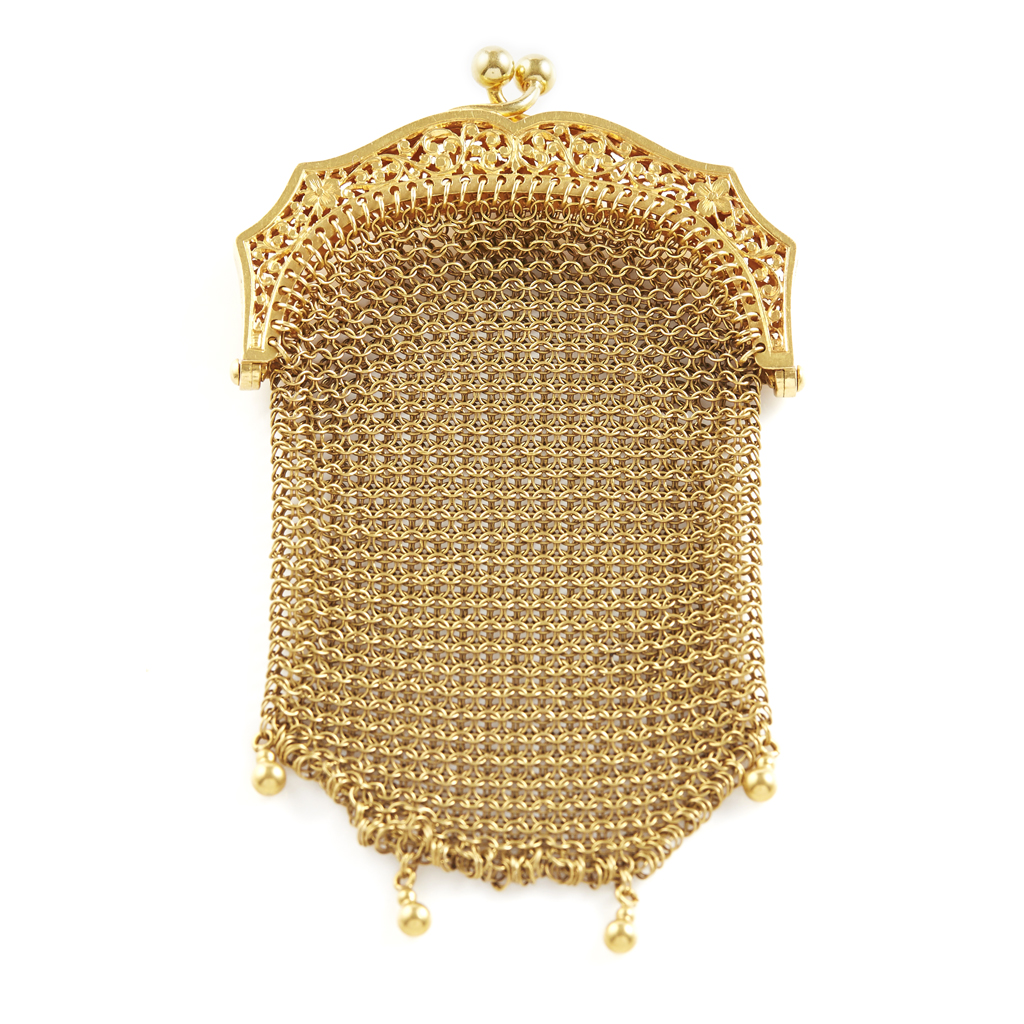 A continental mesh purse