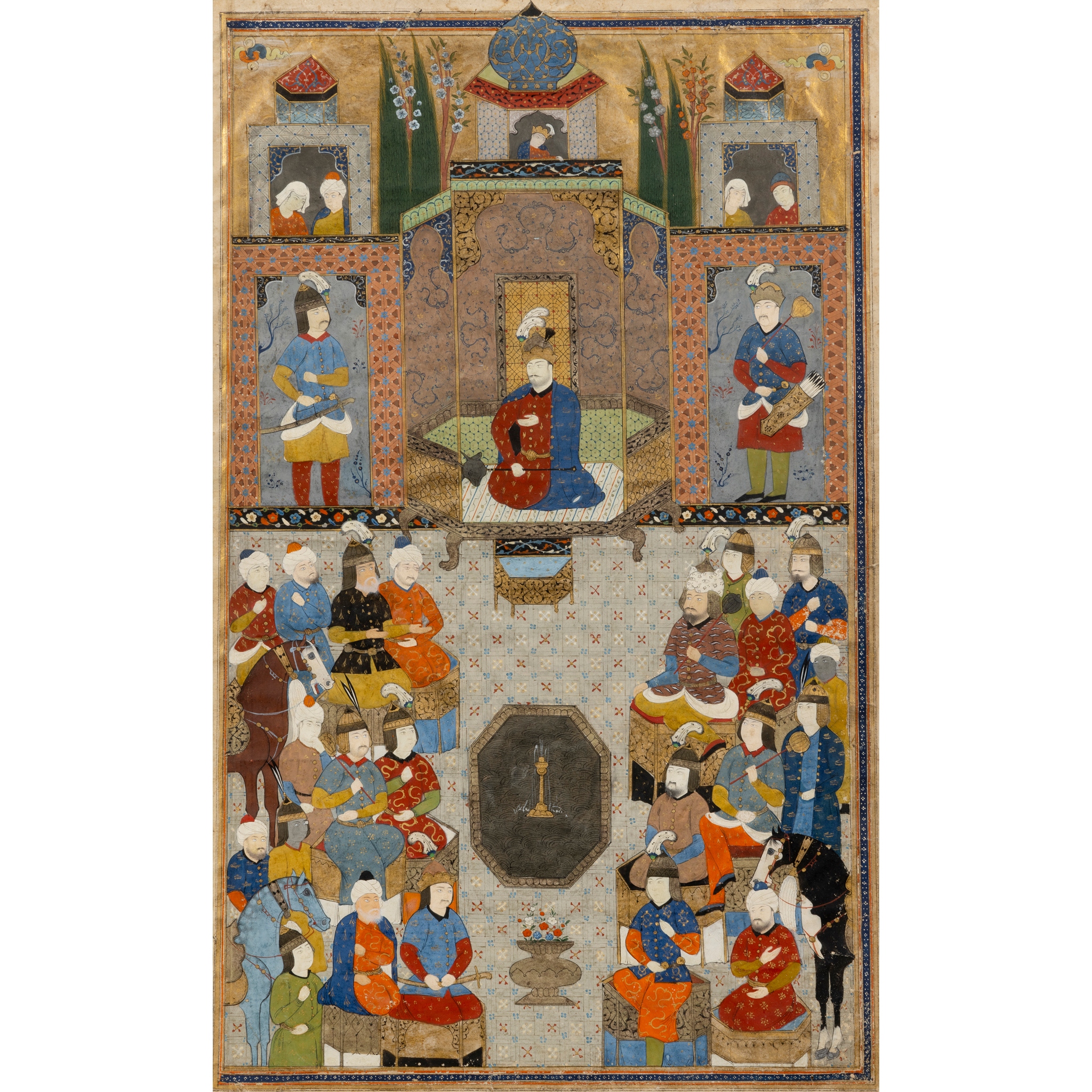 AN AUDIENCE WITH A RULER WITHIN A PALACE COURTYARD