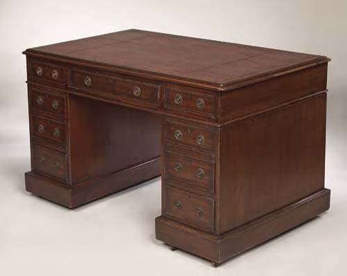 A 19th century mahogany pedestal desk,