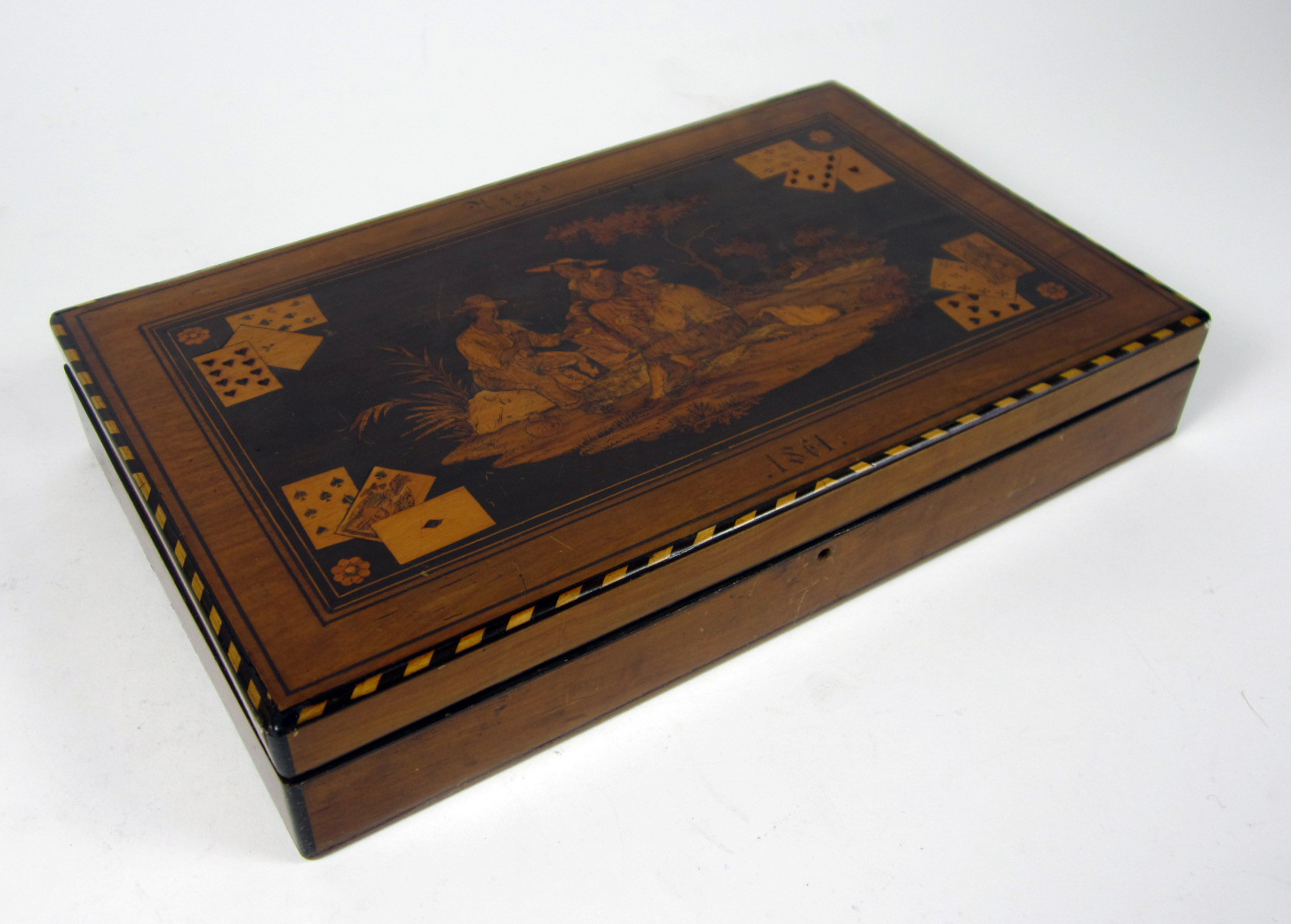 TWO SORRENTO WARE MARQUETRY DESK ITEMS