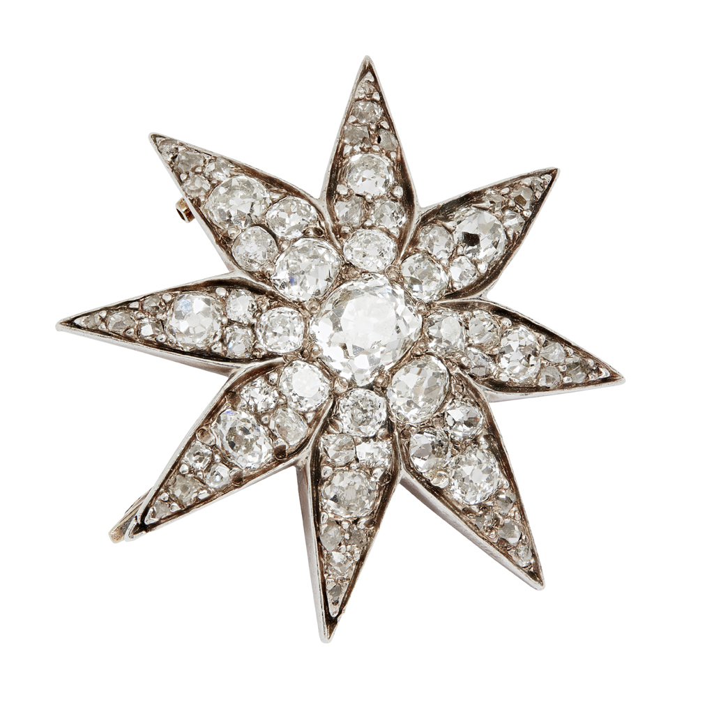 A late Victorian diamond set star brooch