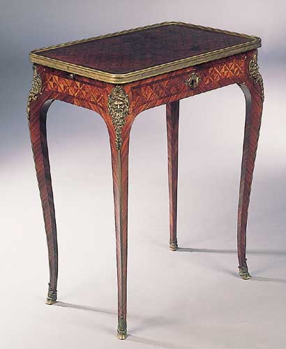 A late 19th century French parquetry kingwood escritoire