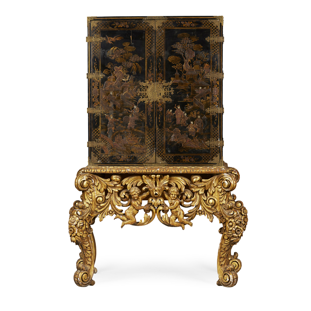 JAPANESE LACQUER CABINET ON STAND