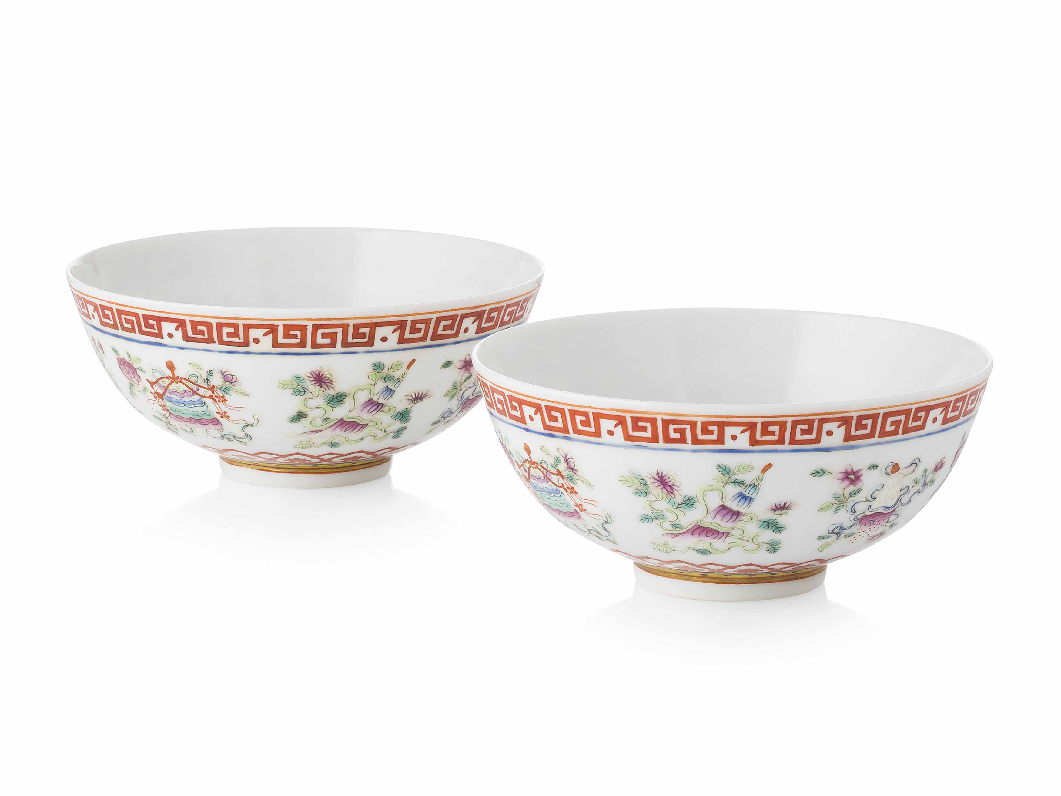 PAIR OF FAMILLE ROSE 'BABAO' BOWLS