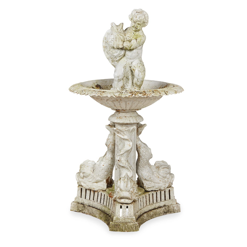 VICTORIAN WHITE PAINTED CAST IRON FOUNTAIN, ATTRIBUTED TO COALBROOKDALE