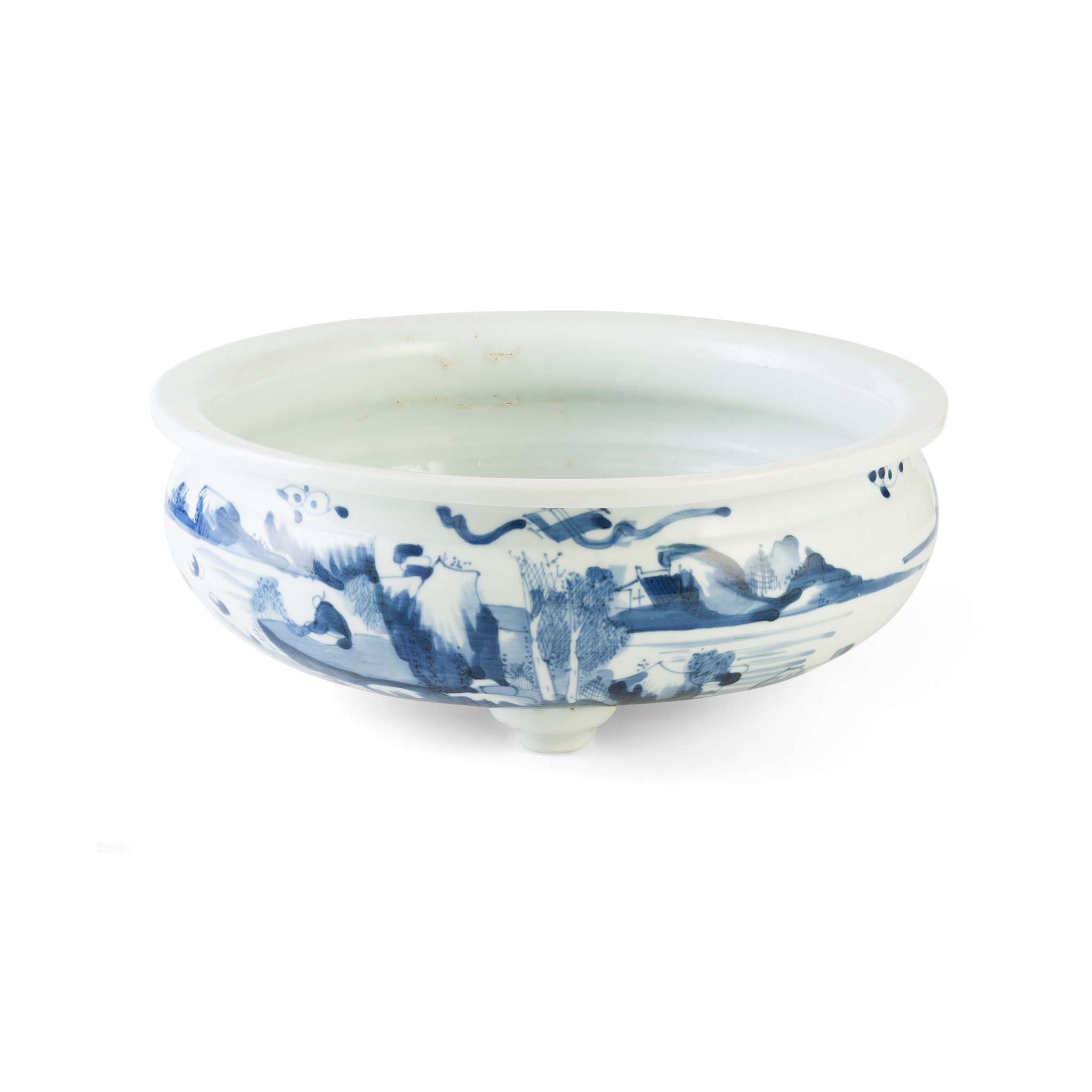 BLUE AND WHITE TRIPOD CENSER