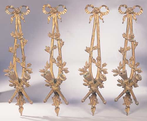 A set of four 19th century gilt bronze wall sconces