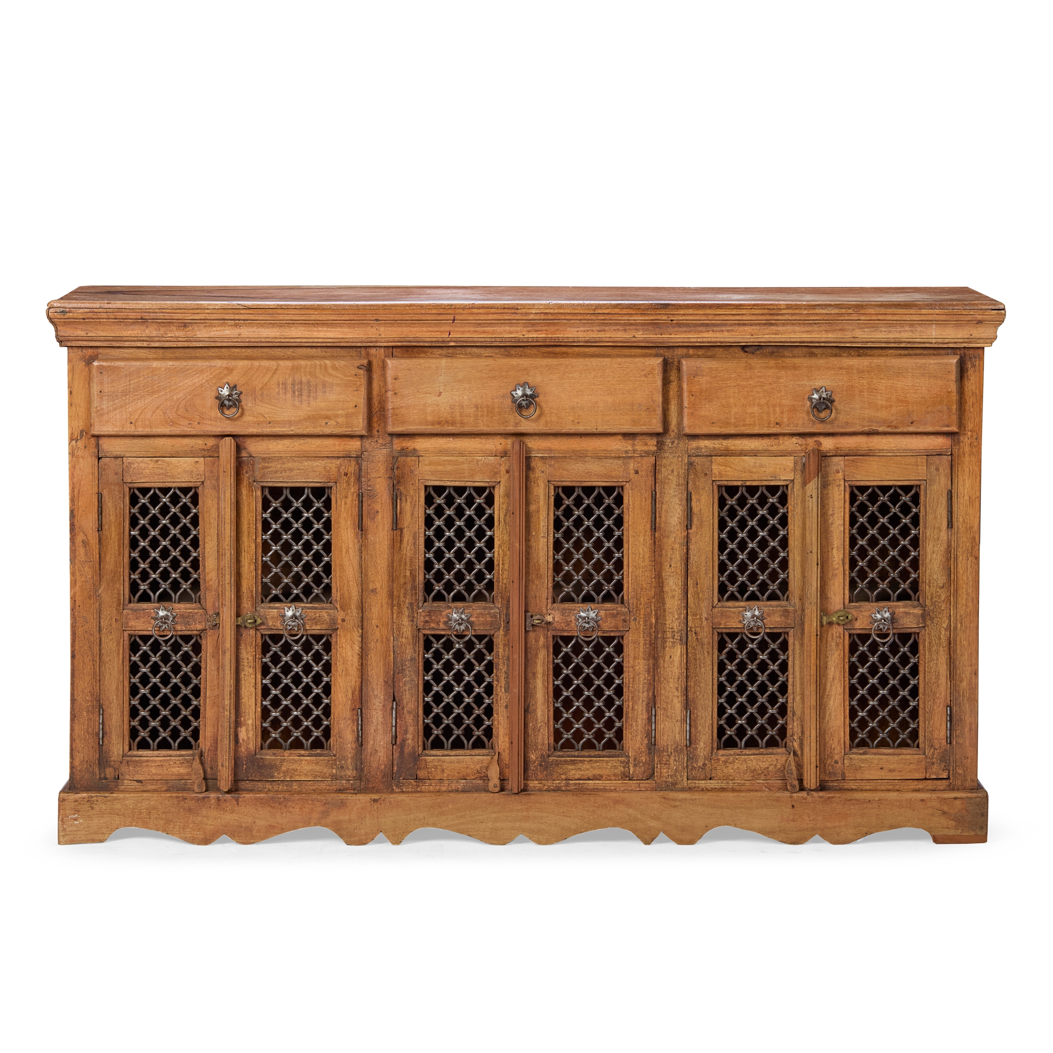 FRENCH PROVINCIAL FRUITWOOD AND IRON SIDEBOARD