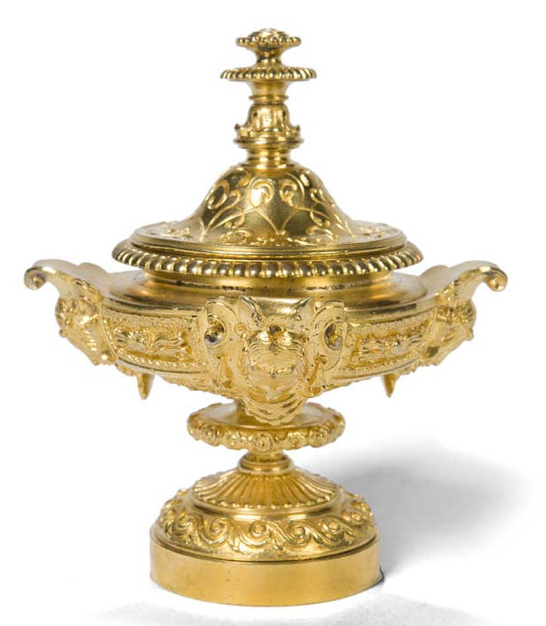 A Victorian gilt bronze inkstand
