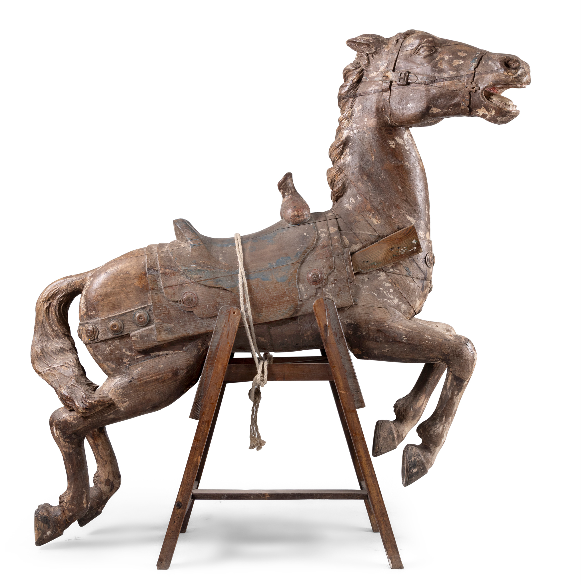 A POLYCHROME DECORATED FAIRGROUND CAROUSEL HORSE