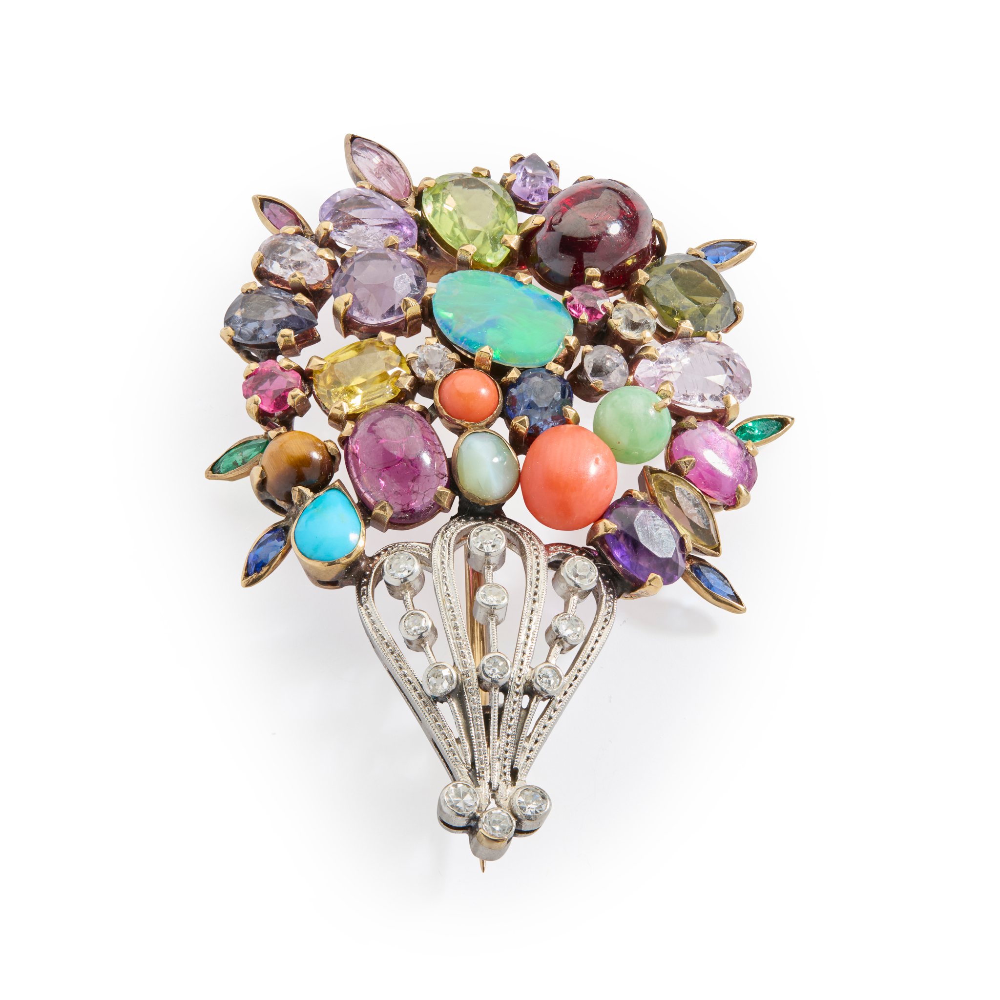 A multi-gem giardinetto brooch