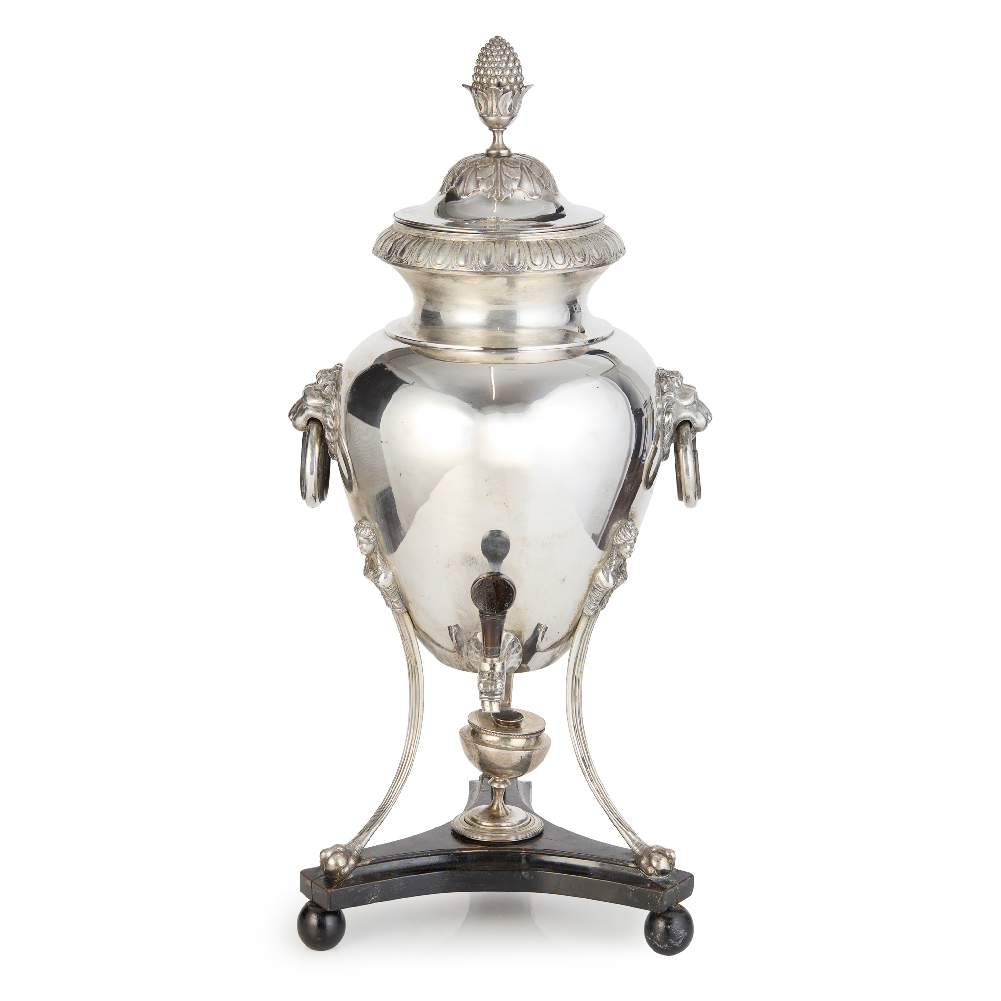 SWEDISH EMPIRE SILVER TWIN-HANDLED SAMOVAR