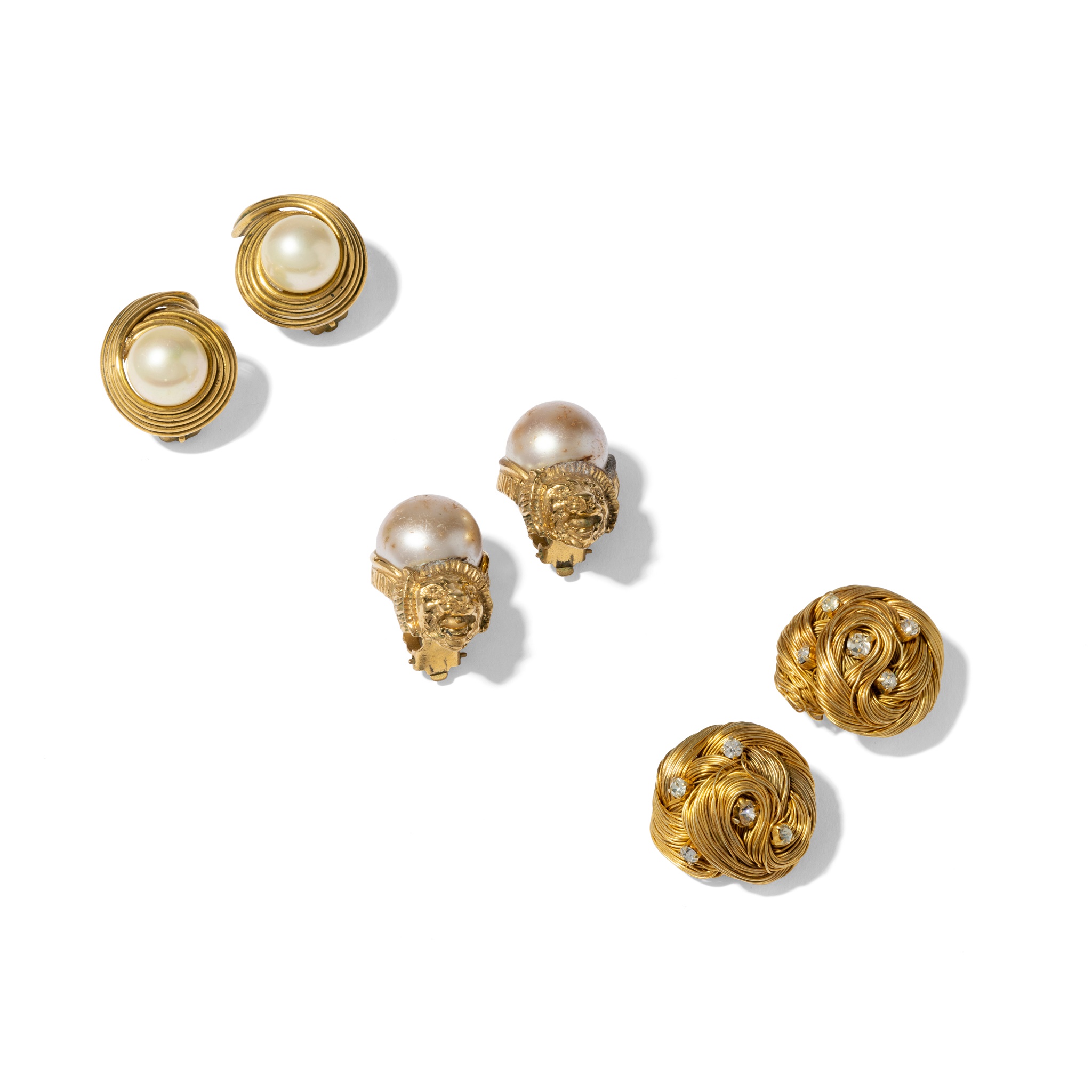Chanel: Three pairs of costume earrings