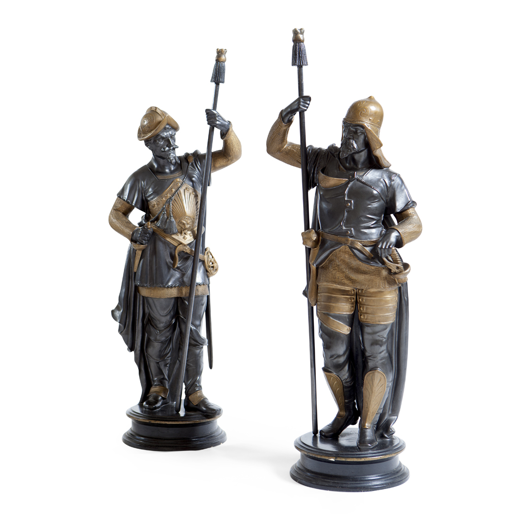 A PAIR OF PAINTED COMPOSITION FIGURES OF SOLDIERS