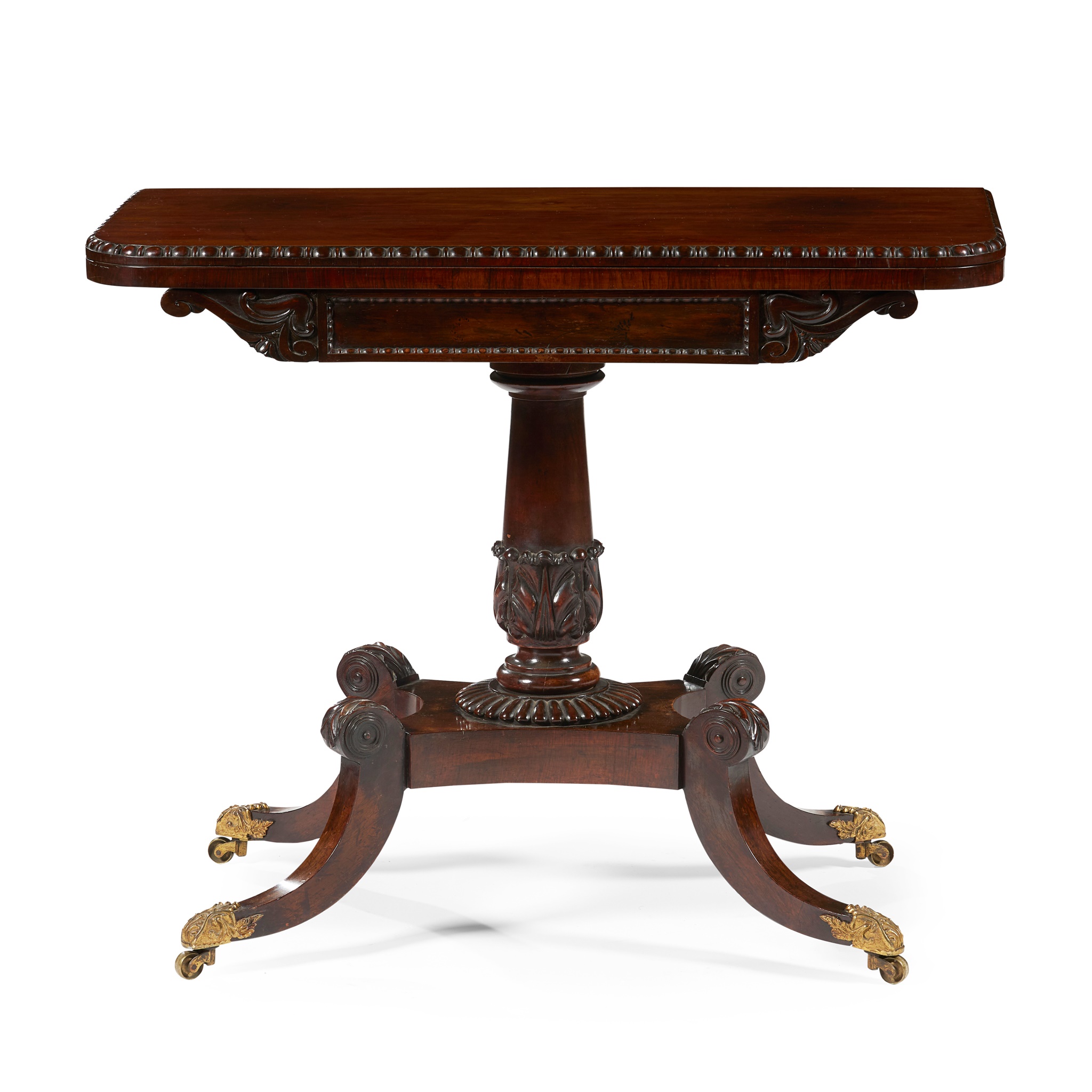 SCOTTISH REGENCY ROSEWOOD FOLD-OVER CARD TABLE, ATTRIBUTED TO WILLIAM TROTTER
