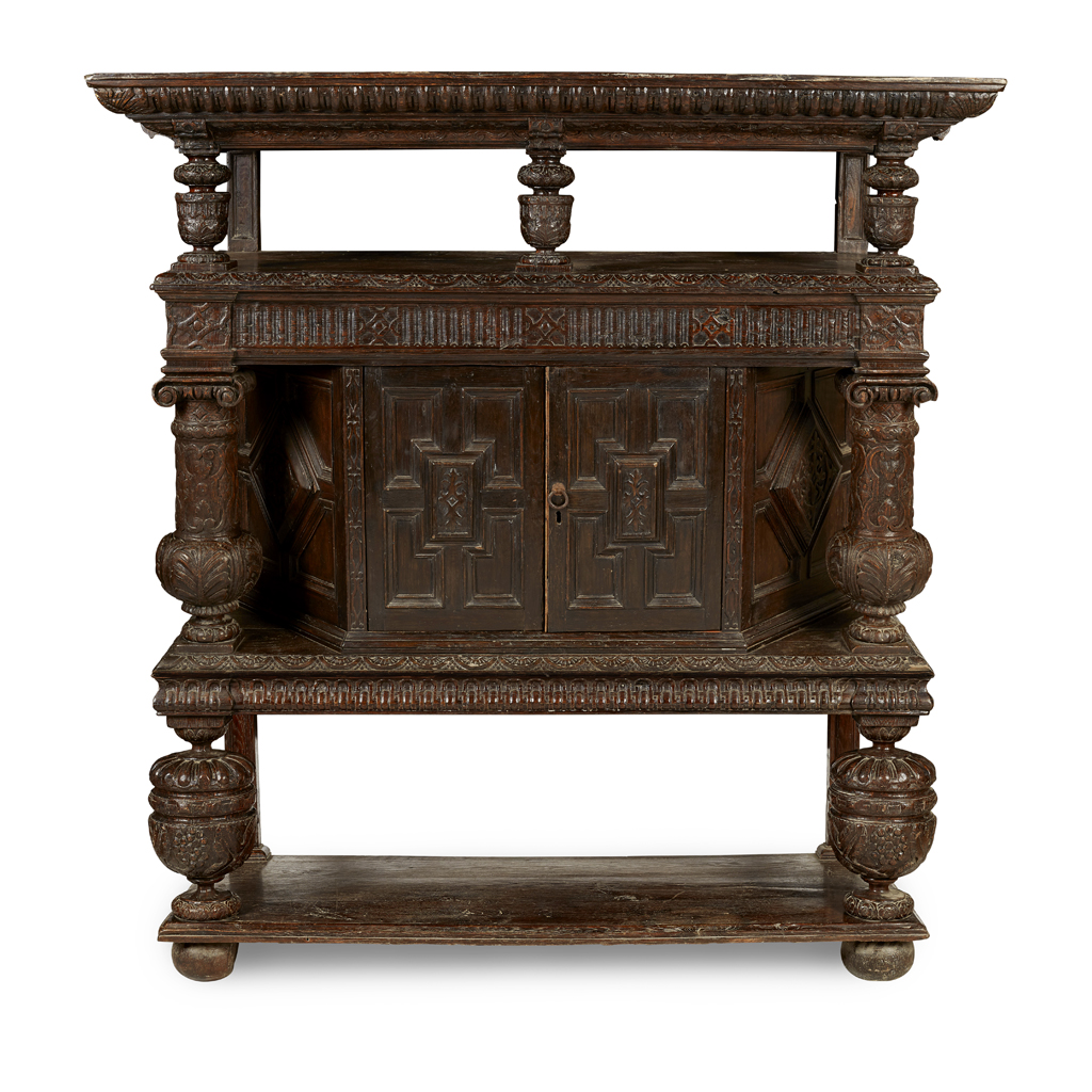 JACOBEAN CARVED OAK COURT CUPBOARD