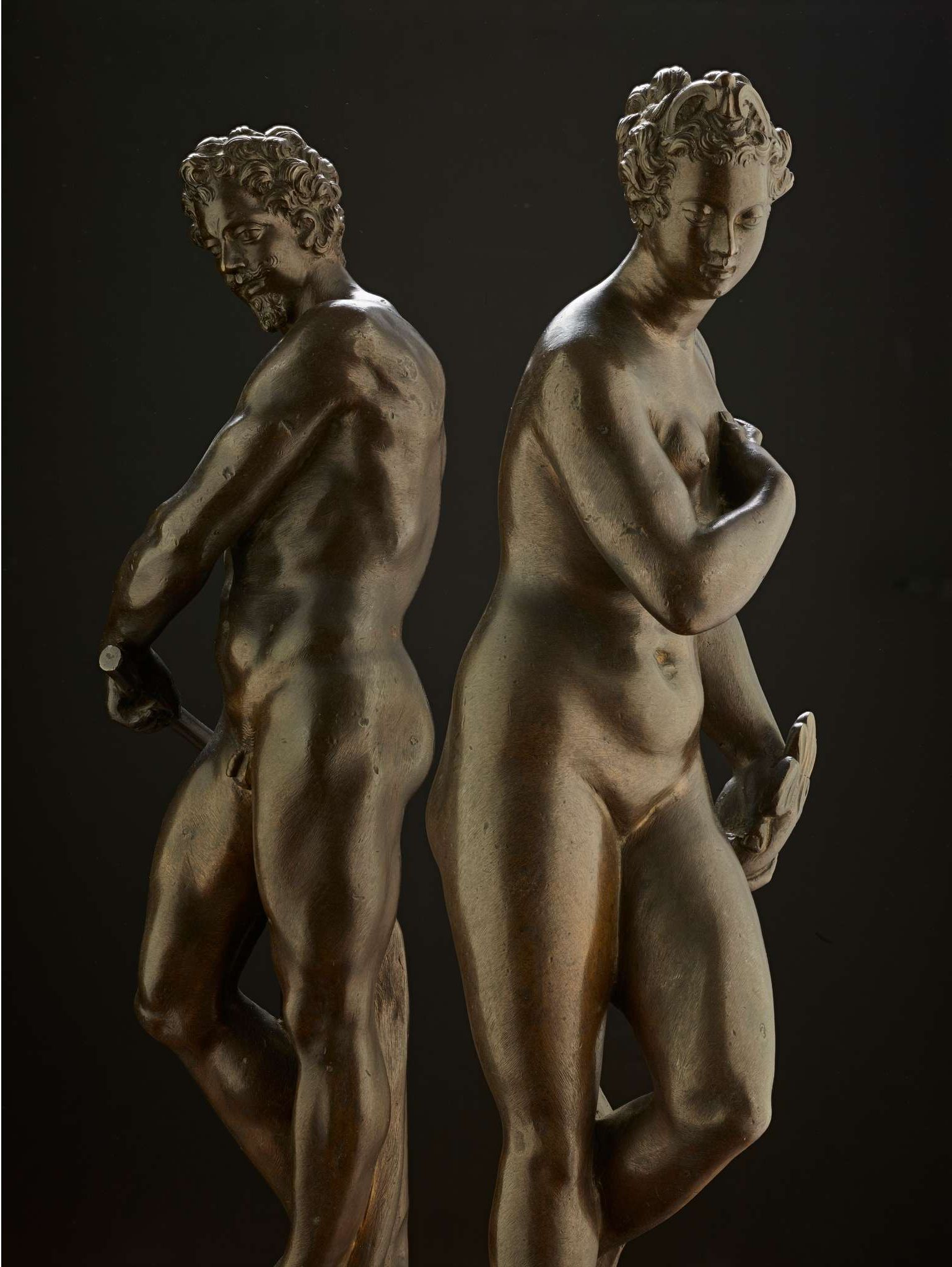 *** RTN TO AGNEWS****(A PAIR OF BRONZE FIGURES OF VULCAN AND VENUS MARINA, ATTRIBUTED TO TIZIANO ASPETTI (1565-1607)