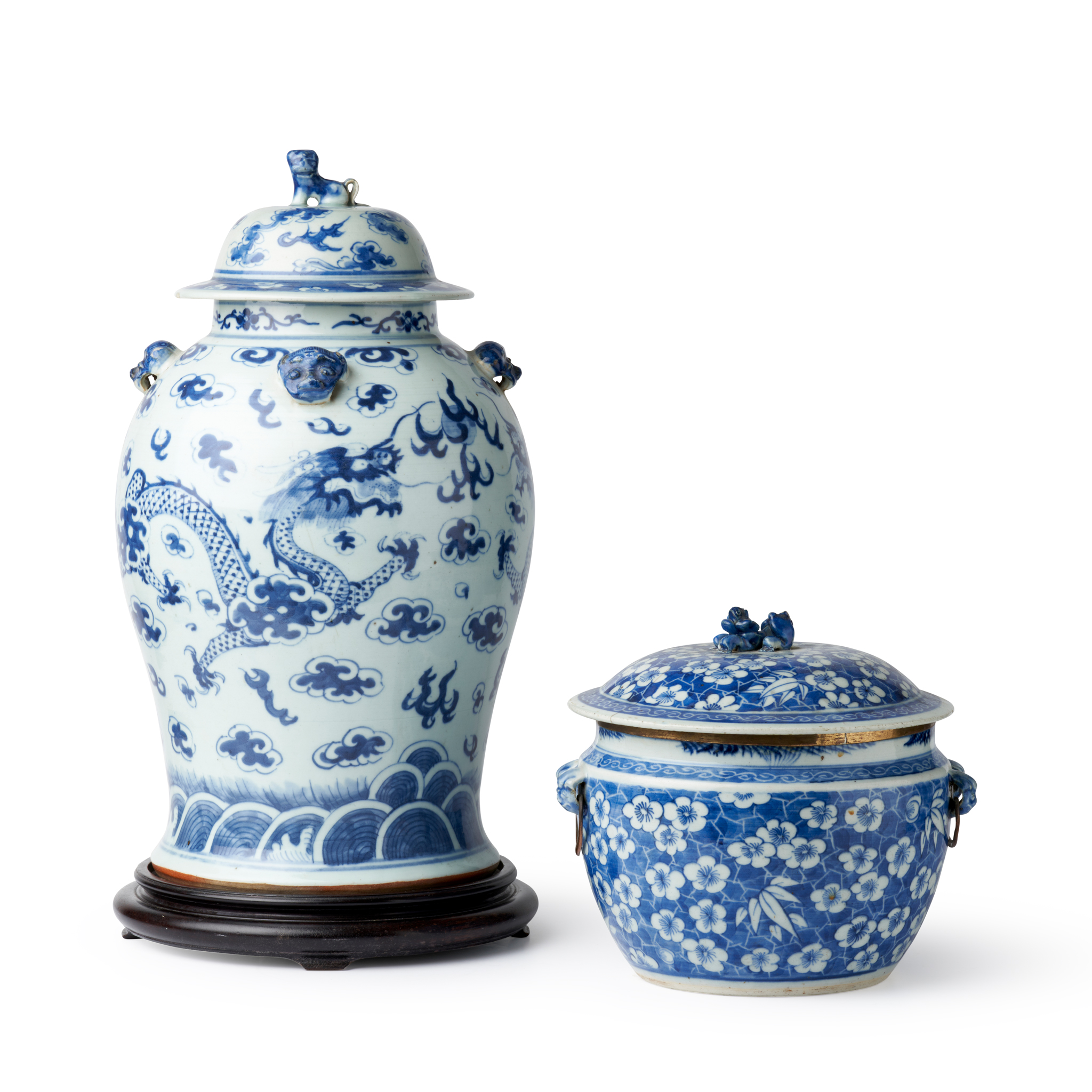 TWO BLUE AND WHITE WARES