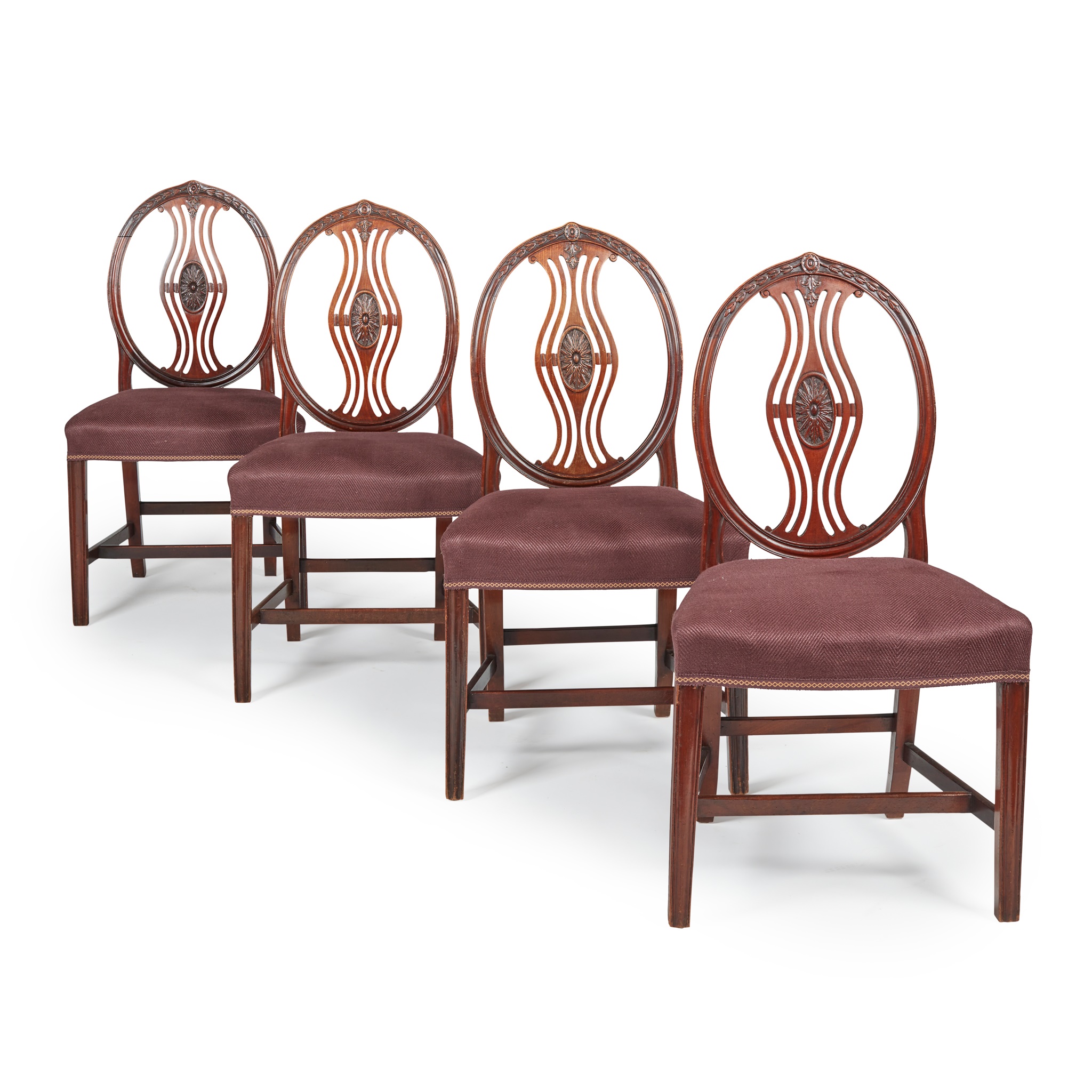 SET OF FOUR GEORGE III MAHOGANY DINING CHAIRS