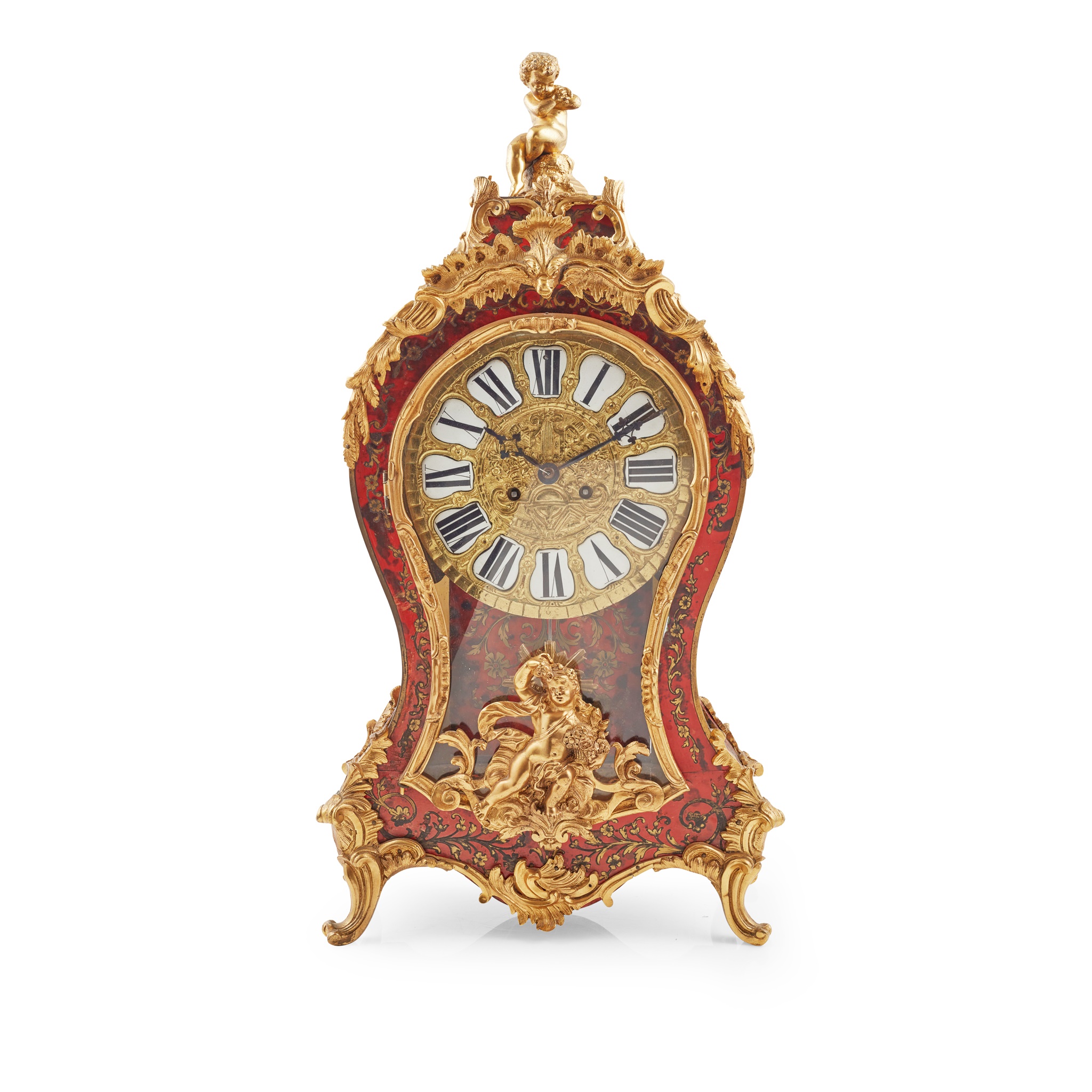 FRENCH RED TORTOISESHELL AND BOULLE MARQUETRY BRACKET CLOCK