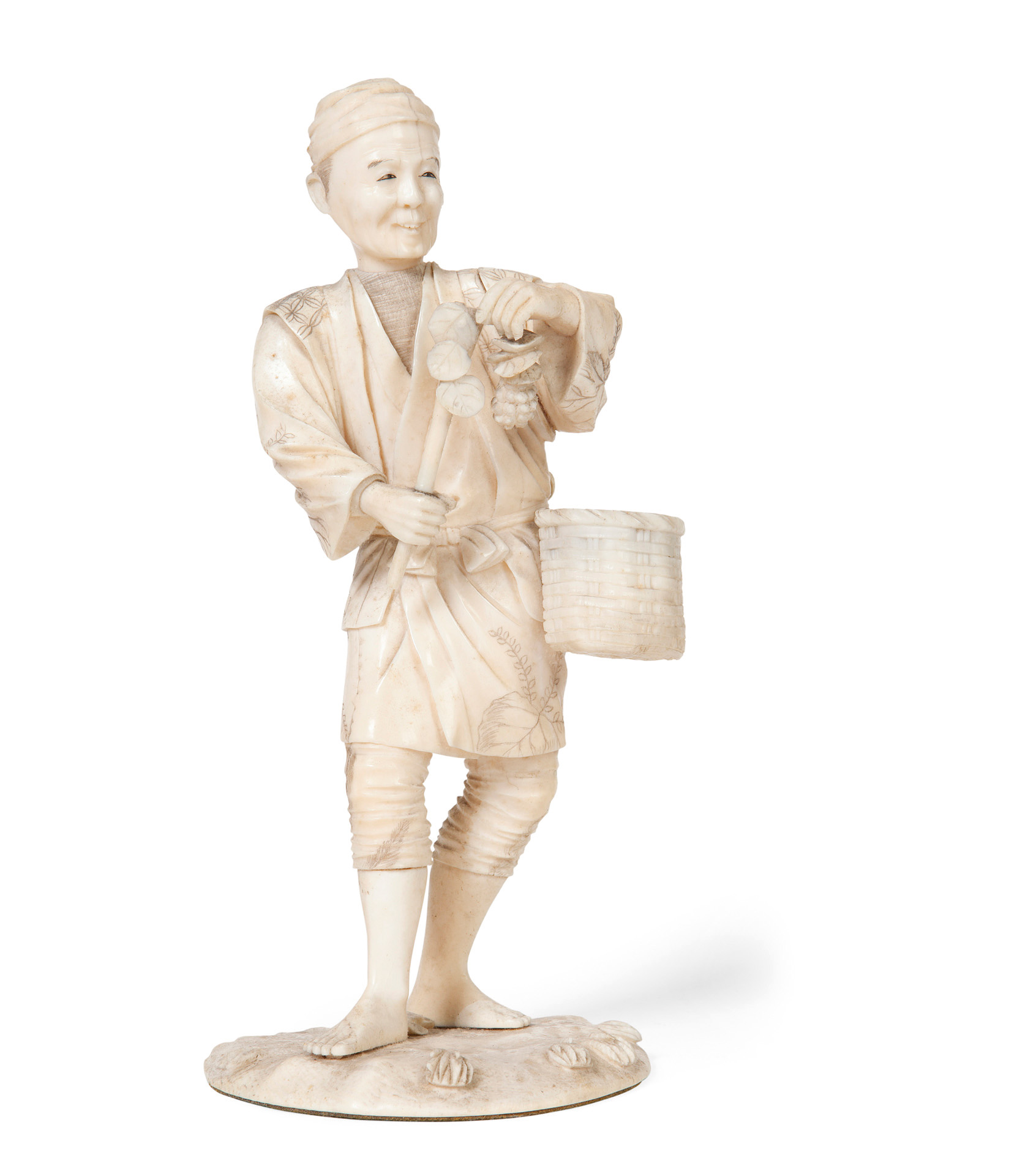 JAPANESE IVORY OKIMONO OF A FARMER