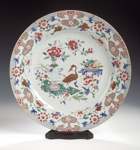 An 18th century Chinese export famille rose circular plate