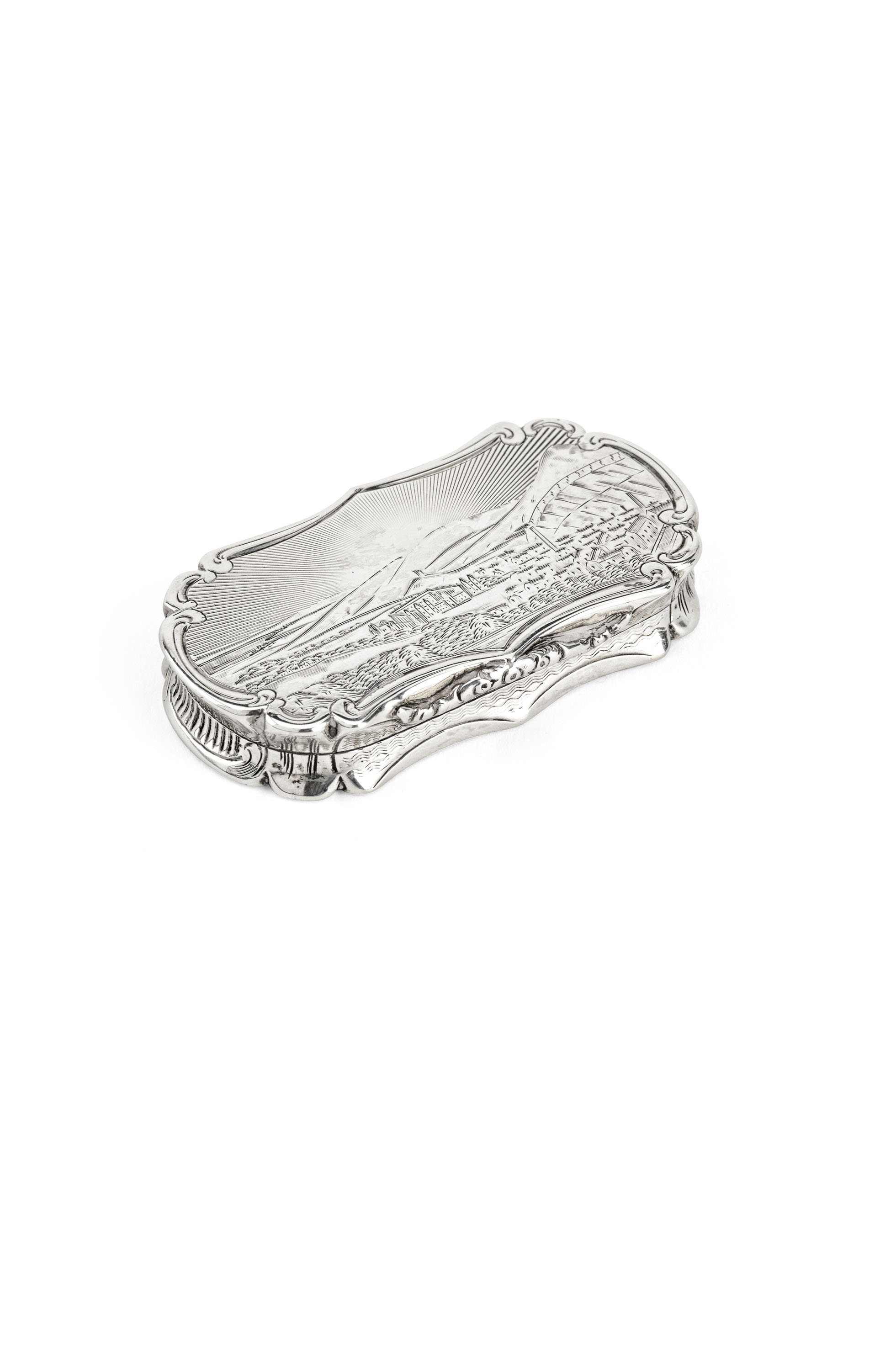 A scarce Victorian engraved castle top vinaigrette