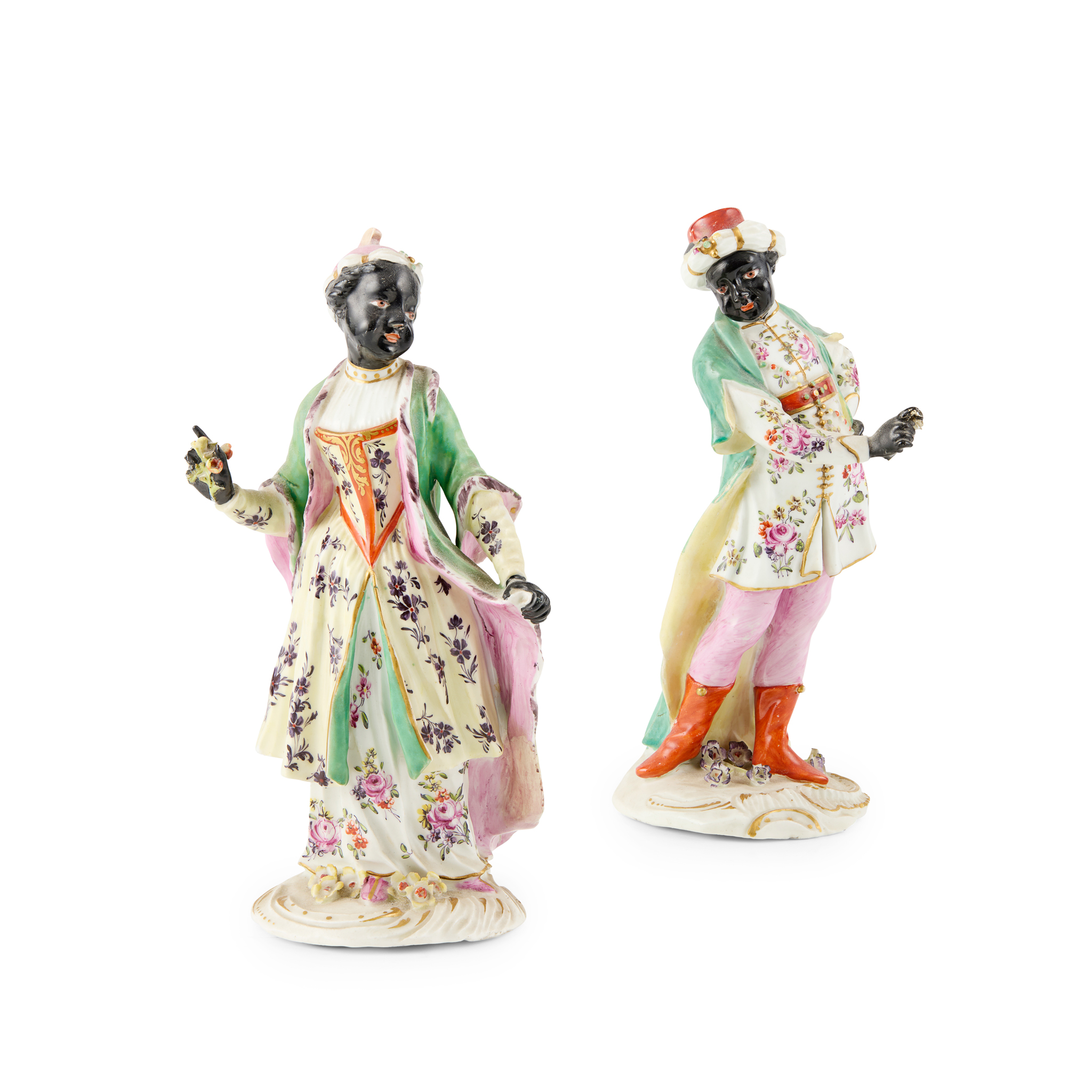 PAIR OF DERBY BLACKAMOOR FIGURES