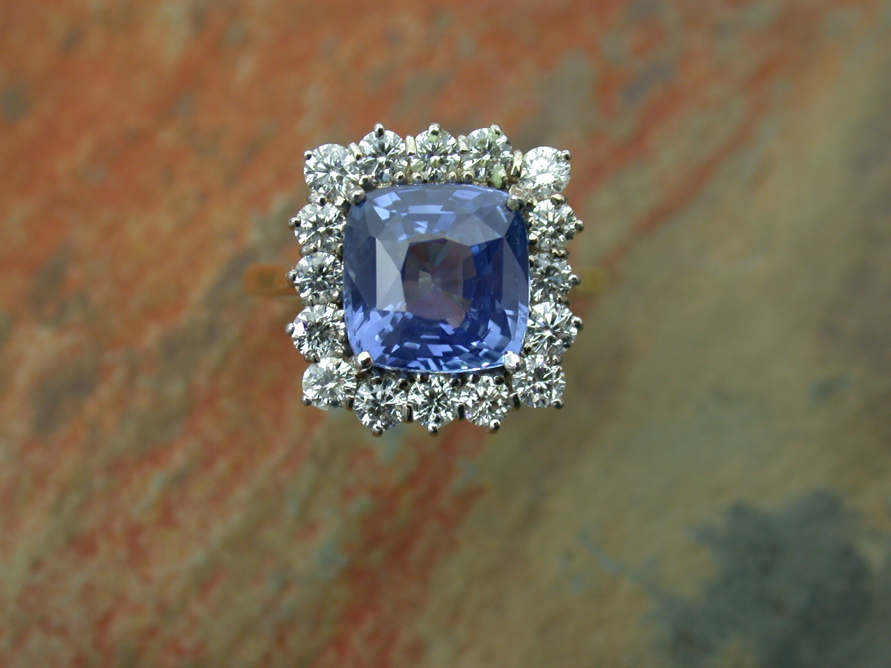 An 18ct gold mounted sapphire and diamond ring,