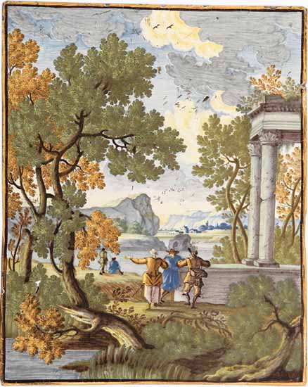 A rectangular Castelli plaque