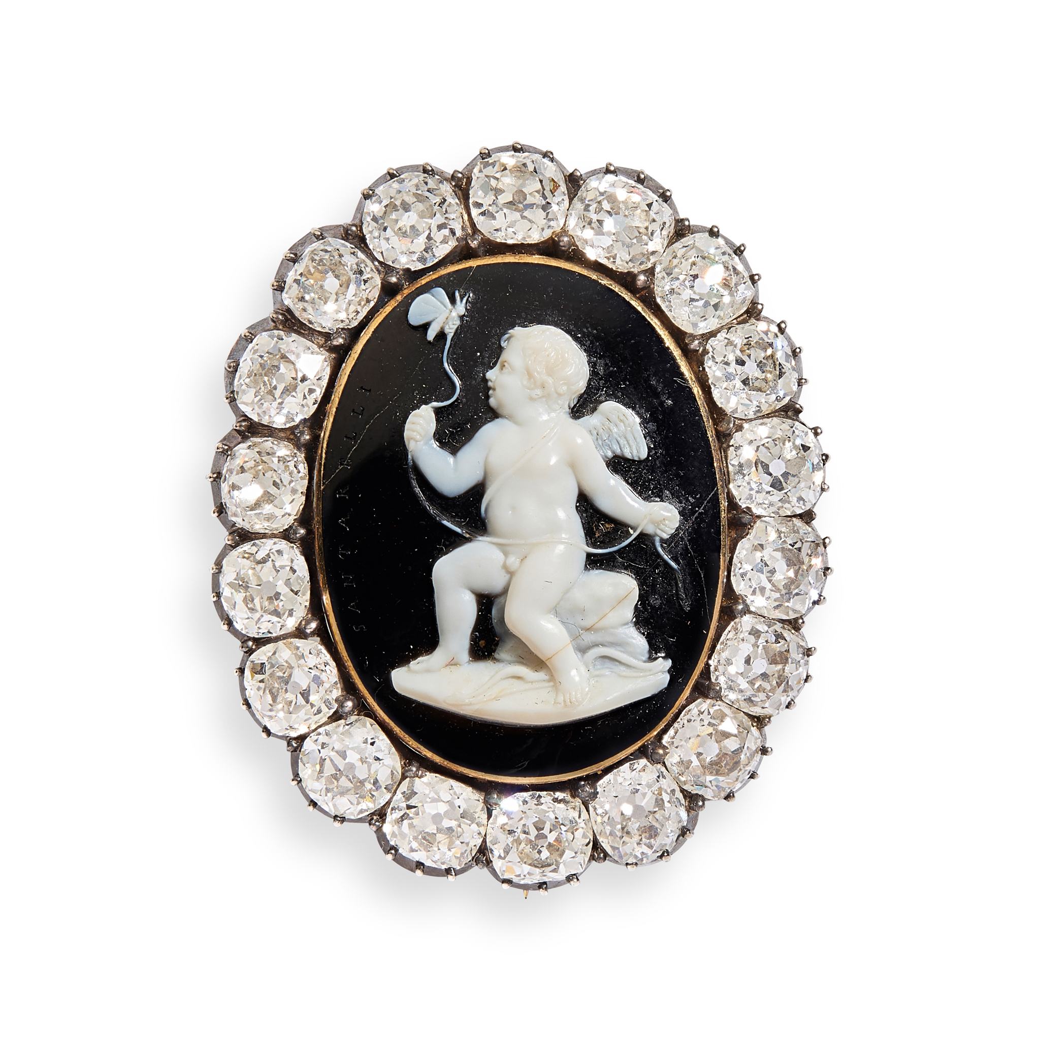 Giovanni Antonio Santarelli: An early 19th century onyx and diamond cameo brooch
