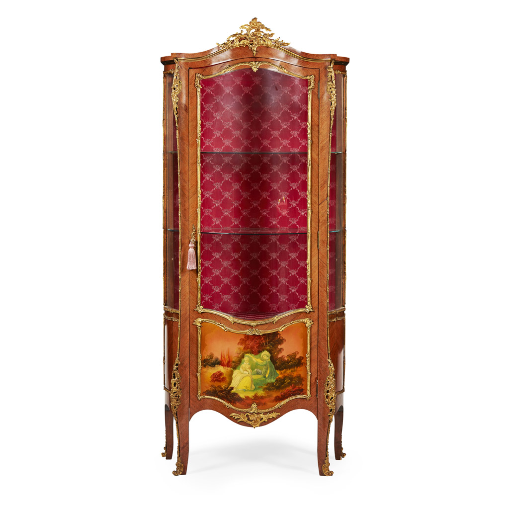 FRENCH KINGWOOD AND VERNIS MARTIN VITRINE CABINET