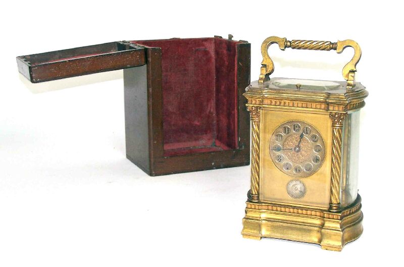 A late 19th/early 20th century brass carriage clock