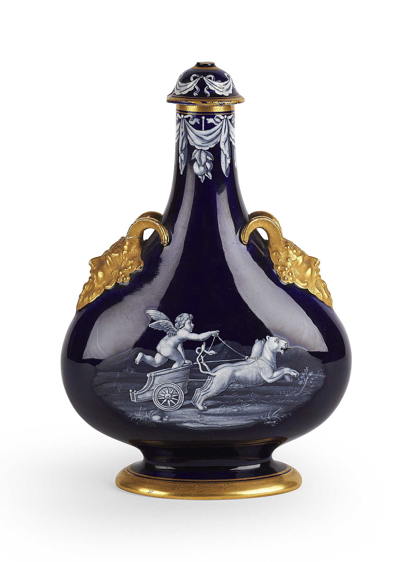 LIMOGES PORCELAIN AND ENAMEL FLASK