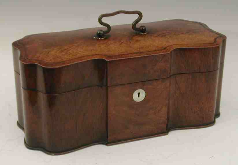 A 19th century Russian mahogany tea caddy,