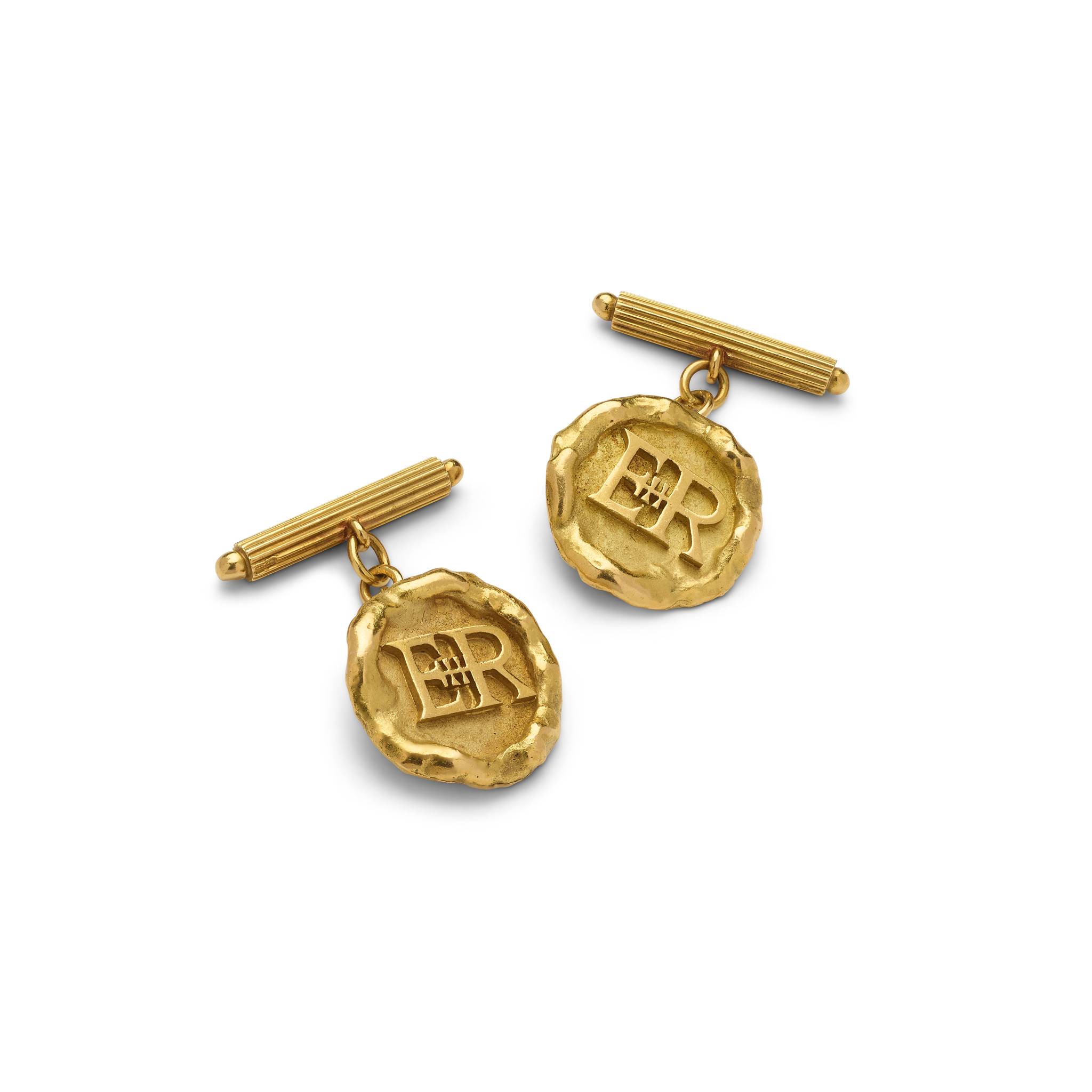 Andrew Grima: A pair of 18ct gold 'ER II' cufflinks, 1968