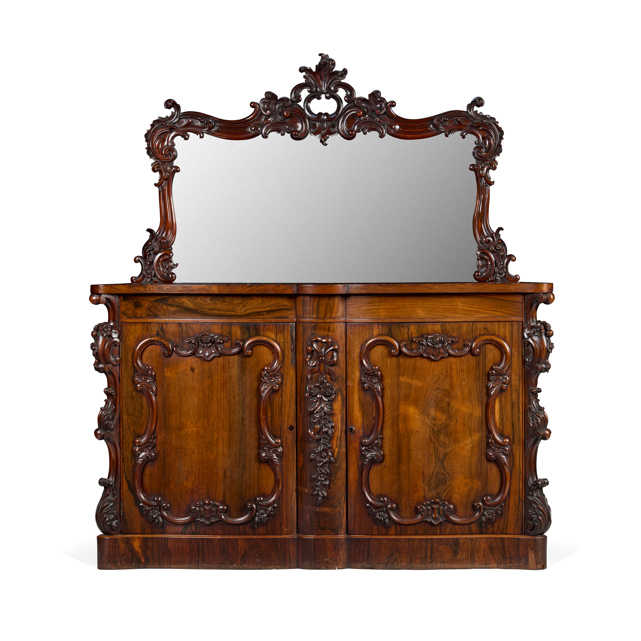 EARLY VICTORIAN ROSEWOOD MIRROR BACKED SIDE CABINET