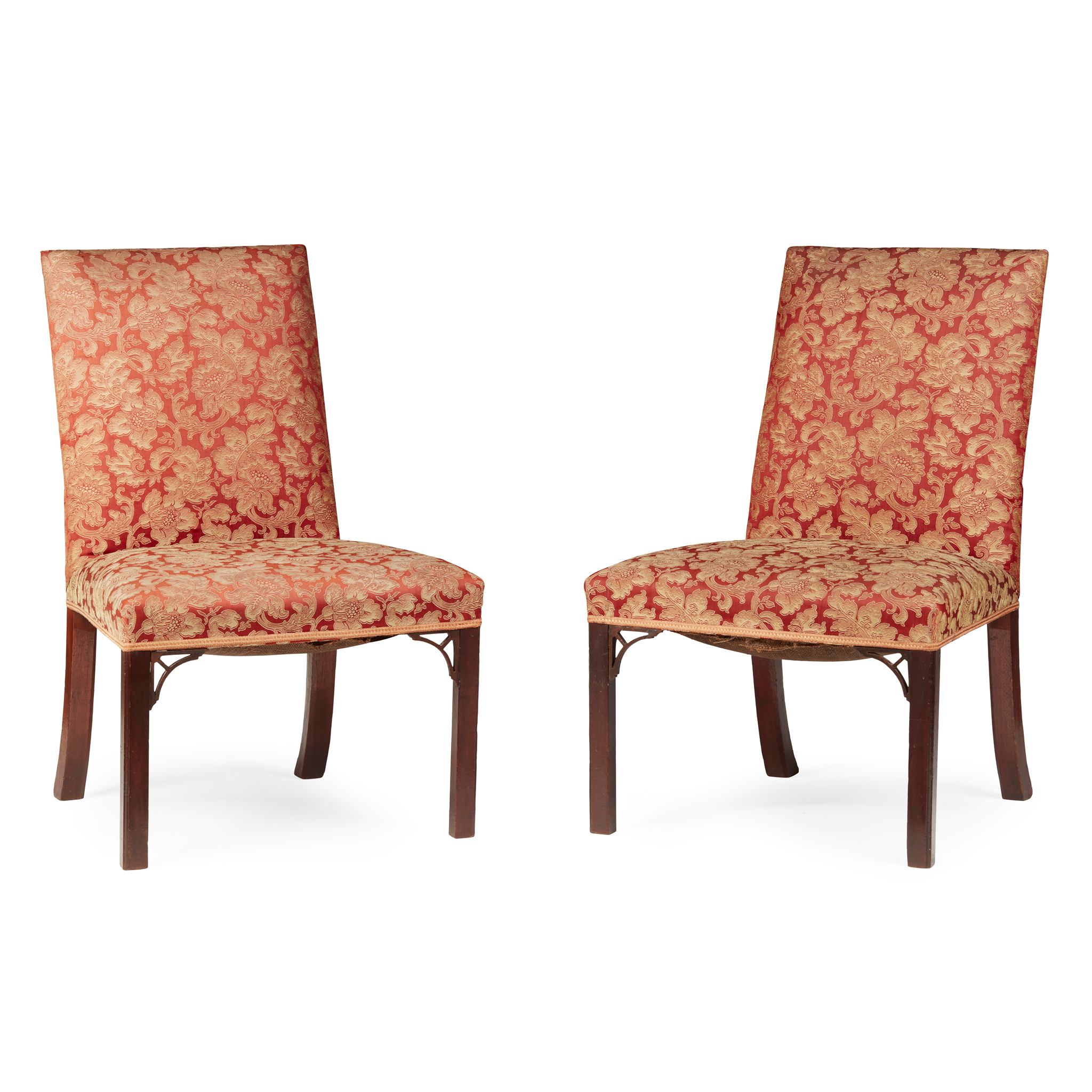 PAIR OF GEORGE III MAHOGANY UPHOLSTERED SIDE CHAIRS