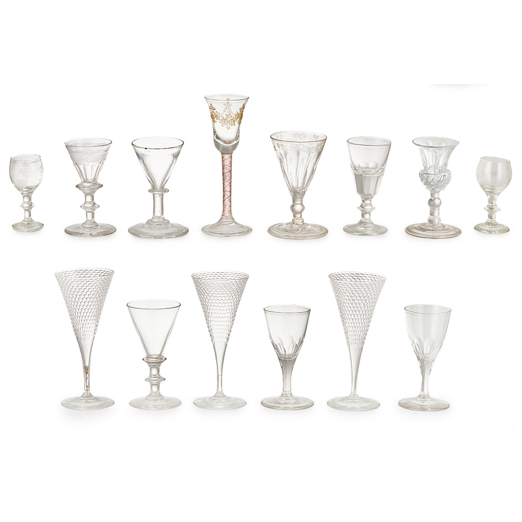 COLLECTION OF GEORGIAN AND REGENCY WINE GLASSES