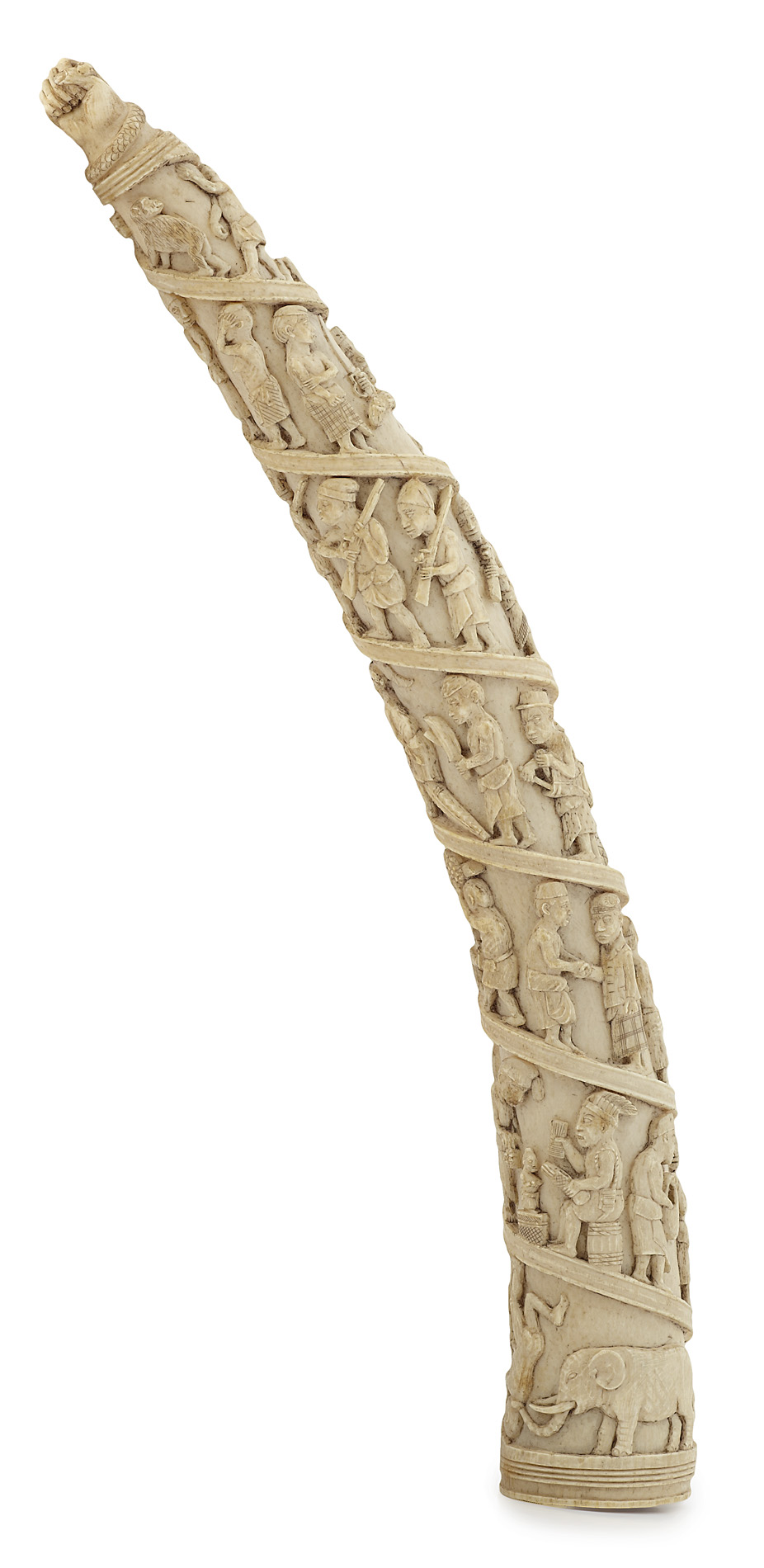 CARVED ANGLO-COLONIAL CARVED IVORY TUSK