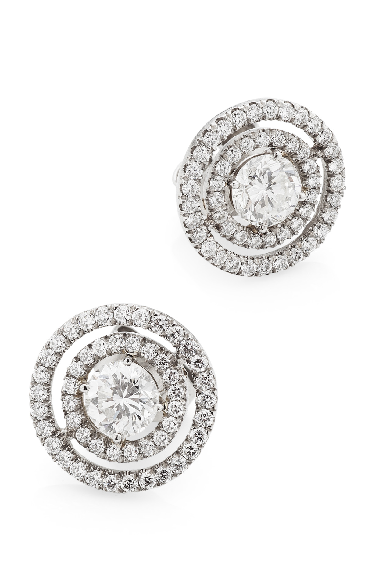 A pair of diamond set ear studs