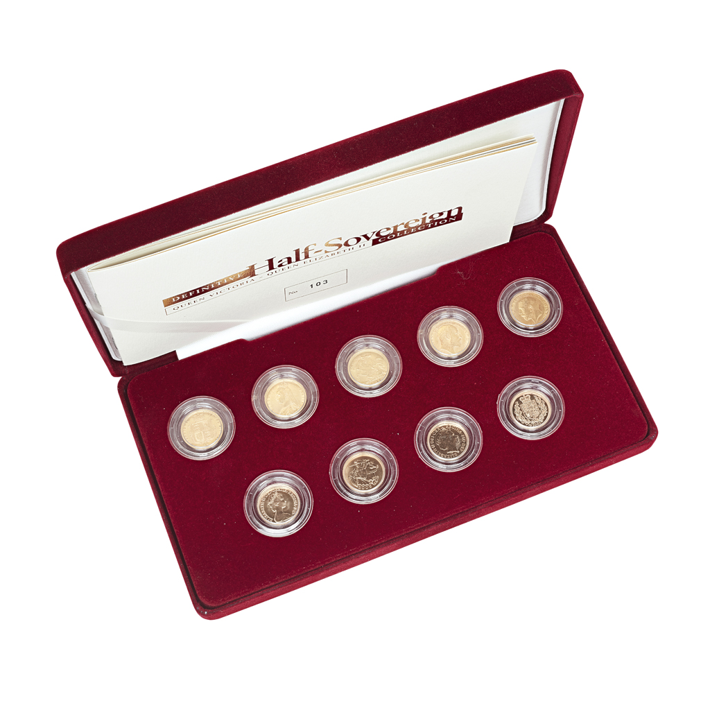 U.K. - A cased group of half sovereigns, Queen Victoria - Queen Elizabeth II collection