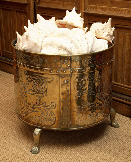 A large Scottish brass storage bin
